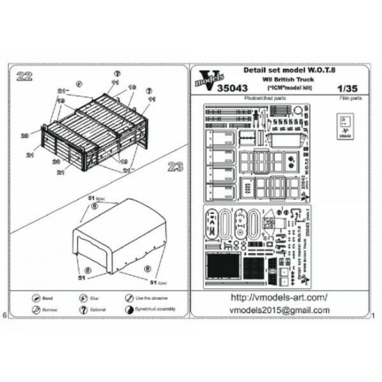 Vmodels 35043 - 1/35 - Photo-etched set model W.O.T. 8 WWII British truck