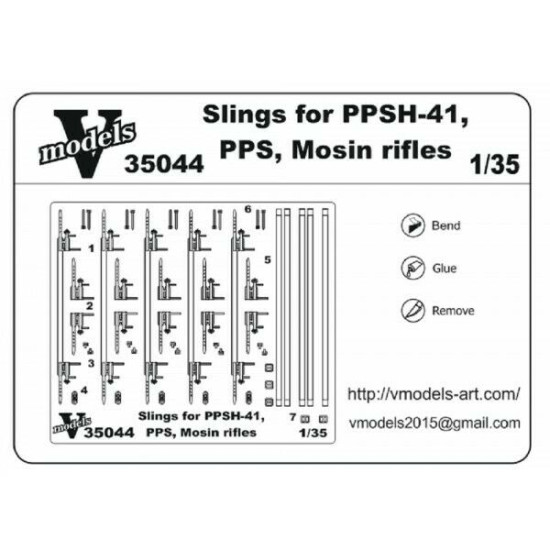 Vmodels 35044 - 1/35 - Photo-etched Slings for PPSH 41, PPS , Mosin rifles
