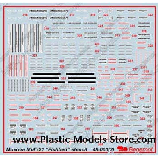 Mikoyan MiG-21 stencil decals 1/48 BEGEMOT 48003