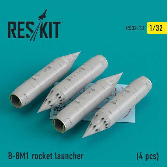 Reskit RS32-0013 - 1/32 - B-8M1 rocket launcher (4 pcs) model Detail kit