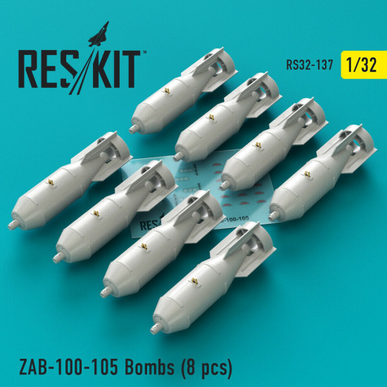 Reskit RS32-0137 - 1/32 - ZAB-100-105 Bombs (8 pcs)( Su-25, MiG-21, MiG-27)