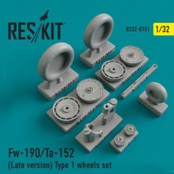Reskit RS32-0151 - 1/32 Fw-190/Ta-152 (Late version) Type 1 wheels set, scale