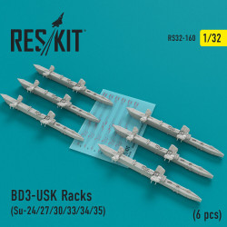 Reskit RS32-0160 - 1/32 BD3-USK Racks (Su-24/27/30/33/34/35) (6 pcs) scale kit