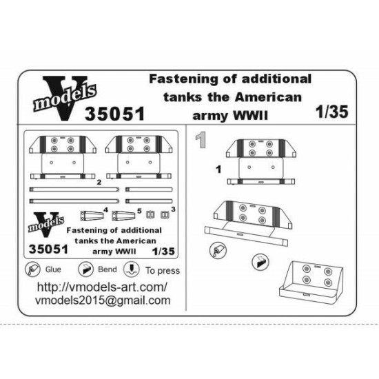 Vmodels 35051 - 1/35 - Photo-etched Fastening of tanks US army trucks WWII