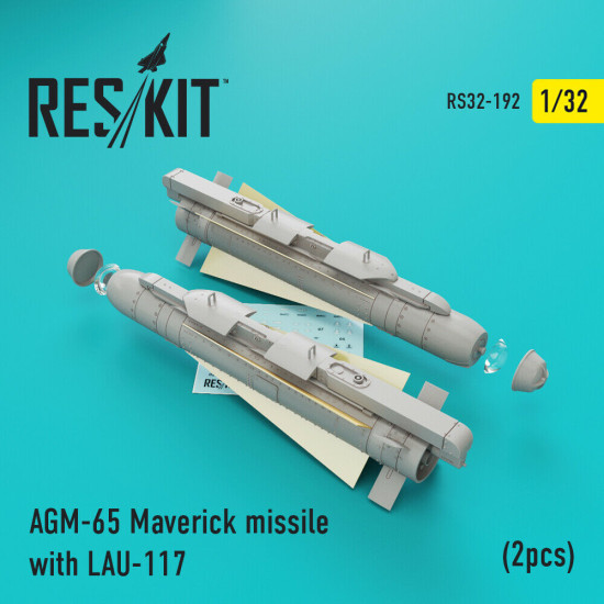 Reskit RS32-0192 - 1/32 AGM-65 Maverick missile with LAU-117 (2pcs), scale