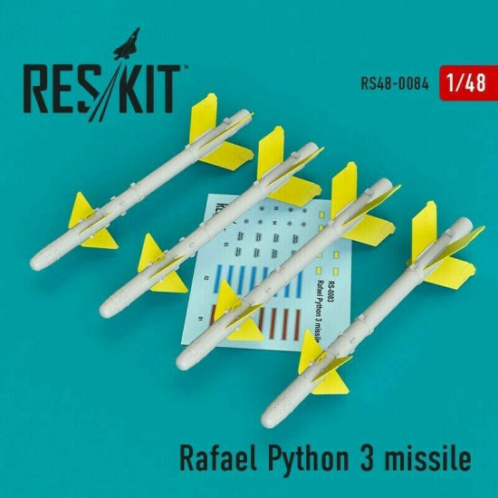 Reskit RS48-0084 - 1/48 - Rafael Python 3 missile (4 pcs) Resin Detail