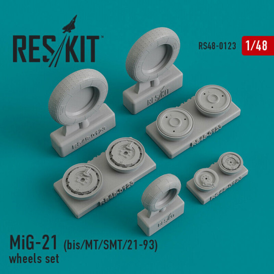 Reskit RS48-0123 - 1/48 - Wheels set for MiG-21 (bis/MT/SMT/21-93) Resin Detail
