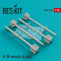 Reskit RS48-0136 - 1/48 - R-3R missile (4 pcs) (MiG-21, MiG-23), Resin Detail