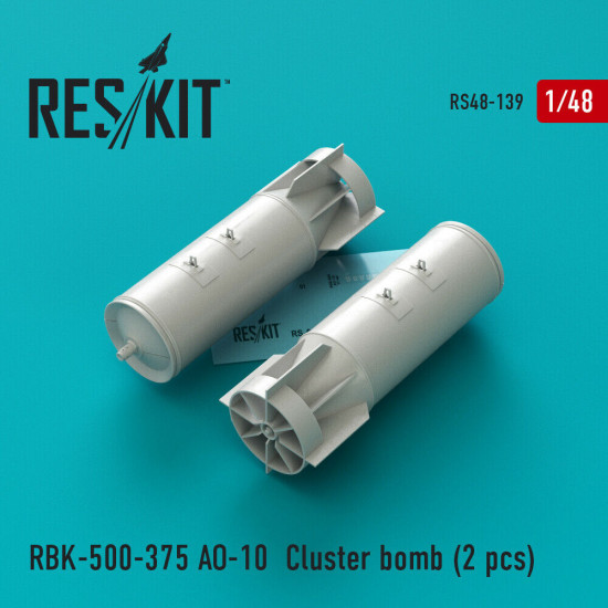 Reskit RS48-0139 - 1/48 RBK-500-375 AO-10 Cluster bomb (2 pcs), Resin Detail