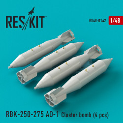 Reskit RS48-0142 - 1/48 RBK-250-275 AO-1 Cluster bomb (4 pcs), Resin Detail