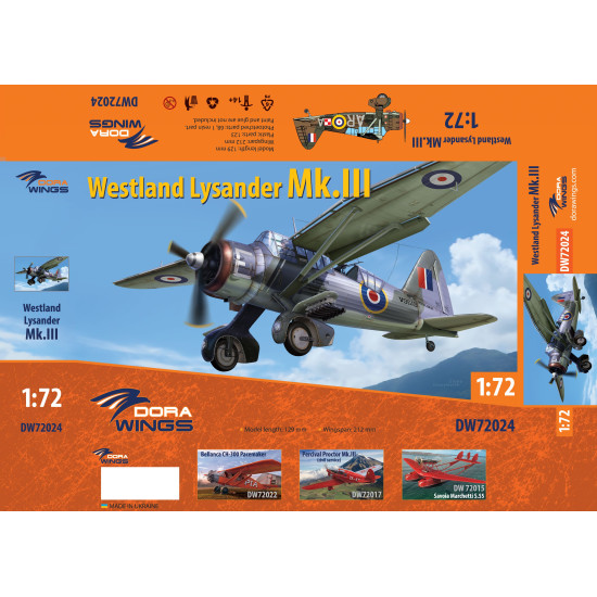 Dora Wings 72024 - 1/72 - Westland Lysander Mk.III . Scale model kit