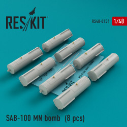 Reskit RS48-0154 - 1/48 SAB-100 MN bomb (8 pcs) scale Resin Detail kit