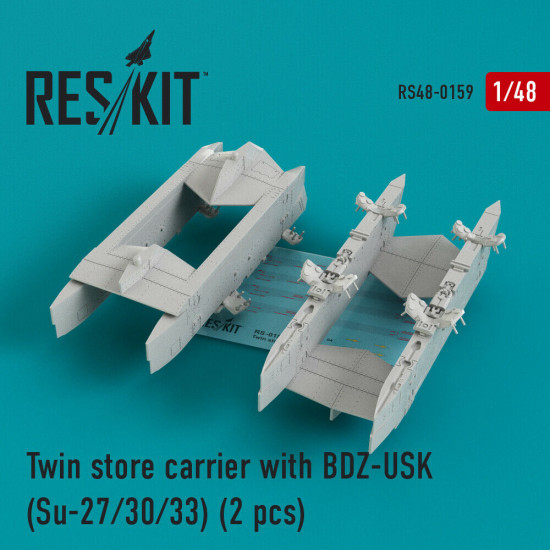 Reskit RS48-0159 - 1/48 Twin store carrier with BD3-USK (Su-27/30/33) (2 pcs)