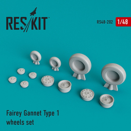 Reskit RS48-0202 - 1/48 Fairey Gannet Type 1 wheels set, scale Resin Detail kit