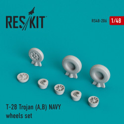 Reskit RS48-0206 - 1/48 T-28 Trojan (A,B) NAVY wheels set scale Resin Detail kit