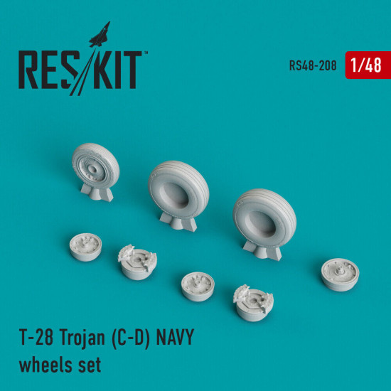 Reskit RS48-0208 - 1/48 T-28 Trojan (C-D) NAVY wheels set scale resin kit