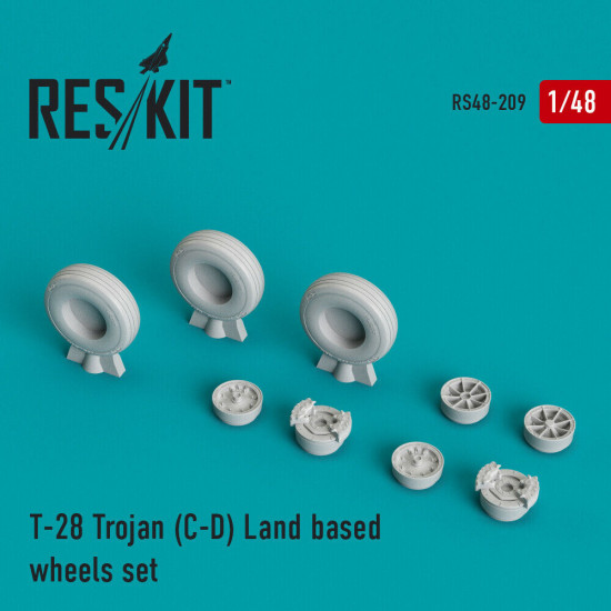 Reskit RS48-0209 - 1/48 T-28 Trojan (C-D) Land based wheels set scale resin kit