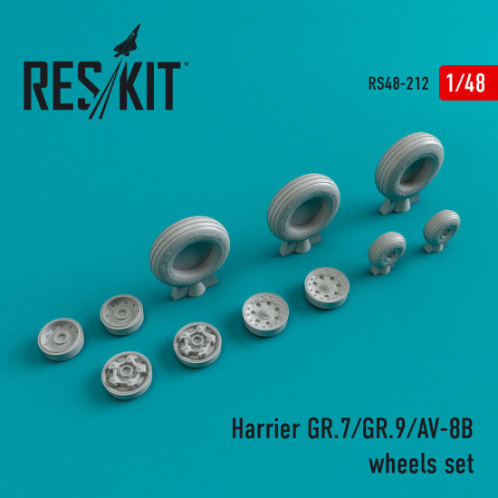 Reskit RS48-0212 - 1/48 Harrier GR.7/GR.9/AV-8B wheels set scale Resin Detail