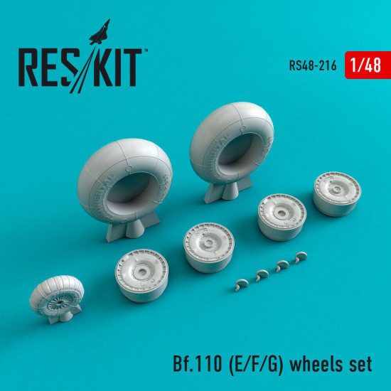 Reskit RS48-0216 - 1/48 Bf.110 (E/F/G) wheels set, model scale Resin Detail kit