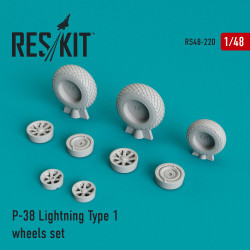 Reskit RS48-0220 - 1/48 P-38 Lightning Type 1 wheels set, scale Resin Detail kit