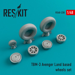 Reskit RS48-0230 - 1/48 TBM-3 Avenger Land based wheels set, scale Resin Detail