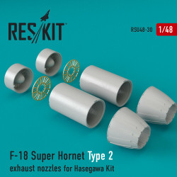 Reskit RSU48-0030 - 1/48 F-18 Super Hornet Type 2 exhaust nozzles for Hasegawa