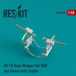 Reskit RSU48-0050 - 1/48 UH-1D Huey Weapon Set M60 and Ammo belts feader scale