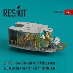 Reskit RSU48-0051 - 1/48 UH-1D Huey Cockpit, Pilot seats, Cargo Bay Kitty Hawk