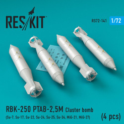 Reskit RS72-0141 - 1/72 RBK-250 PTAB-2,5M Cluster bomb (4 pcs) scale Resin kit