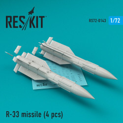 Reskit RS72-0143 - 1/72 R-33 missile (4 pcs) (MiG-31), scale Resin model kit