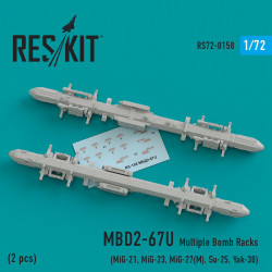 Reskit RS72-0158 - 1/72 MBD2-67U Multiple Bomb Racks (2 pcs) (MiG-21, MiG-23, MiG-27, MiG-29K, Su-25, Yak-38) (1/72)