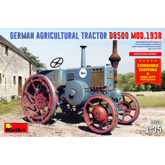 Miniart 38024 - 1/35 - GERMAN AGRICULTURAL TRACTOR D8500 MOD. 1938 year. 97 mm