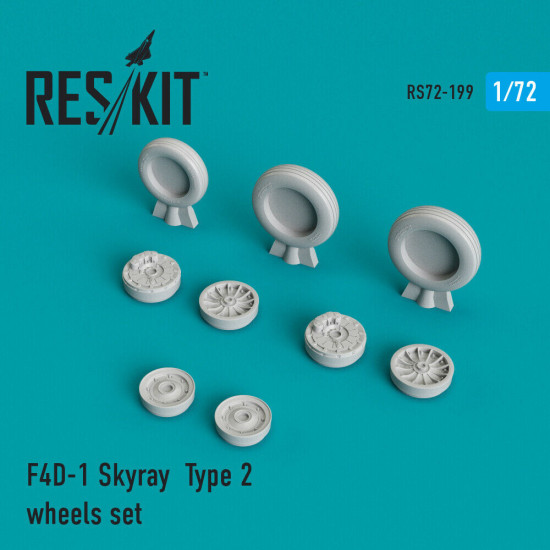 Reskit RS72-0199 - 1/72 F4D-1 Skyray Type 2 wheels set scale Resin Detail kit