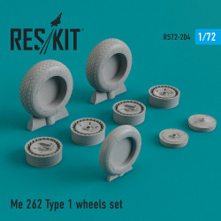 Reskit RS72-0204 - 1/72 Me.262 Type 1 wheels set model, scale Resin Detail kit