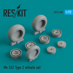 Reskit RS72-0205 - 1/72 Me.262 Type 2 wheels set model, scale Resin Detail kit