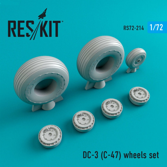 Reskit RS72-0214 - 1/72 DC- 3 (C-47) wheels set scale model Resin Detail kit