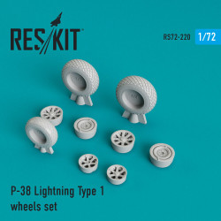 Reskit RS72-0220 - 1/72 P-38 Lightning Type 1 wheels set, scale Resin Detail kit