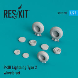 Reskit RS72-0221 - 1/72 P-38 Lightning Type 2 wheels set, scale Resin Detail kit