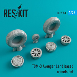 Reskit RS72-0230 - 1/72 TBM-3 Avenger Land based wheels set, scale Resin Detail