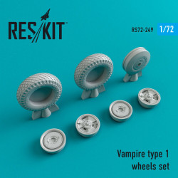 Reskit RS72-0249 - 1/72 Vampire type 1 wheels set, scale model Resin Detail kit