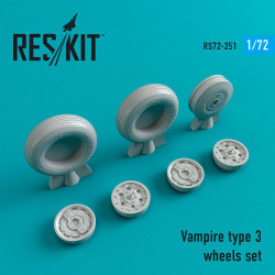 Reskit RS72-0251 - 1/72 Vampire type 3 wheels set, scale model Resin Detail kit