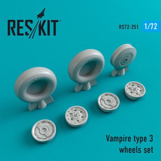 Reskit RS72-0251 - 1/72 Vampire type 3 wheels set, scale model Resin Detail kit