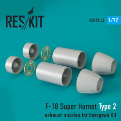 Reskit RSU72-0032 - 1/72 F-18 Super Hornet Type 2 exhaust nozzles for Hasegawa