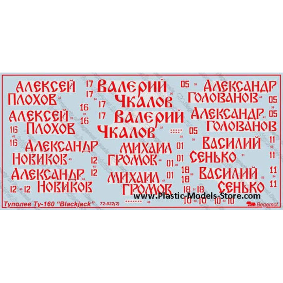 Tupolev Tu-16 decals set 1/72 BEGEMOT 72022