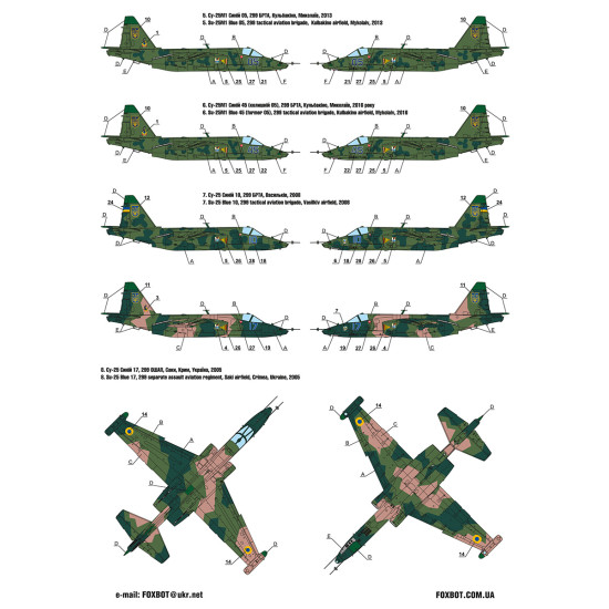 DECALS FOR UKRAINIAN ROOKS: SUKHOI SU-25 1/72 SCALE Foxbot 72-055