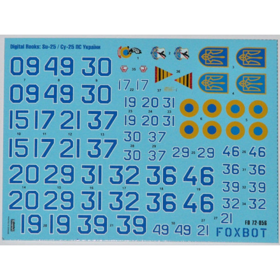 Us Stock Decals For Digital Rooks Sukhoi Su-25 1/72 Scale Foxbot 72-056