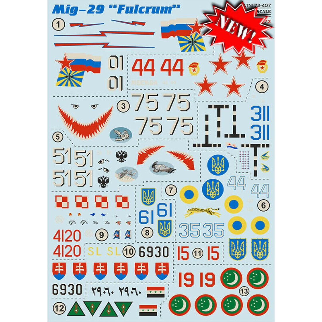 Print Scale 72-407 - 1/72 - MiG 29 Fulcrum . Decal sheet