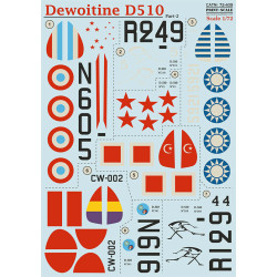 Print Scale 72-409 - 1/72 - Dewoitine D.510. Part 2 . Decal sheet