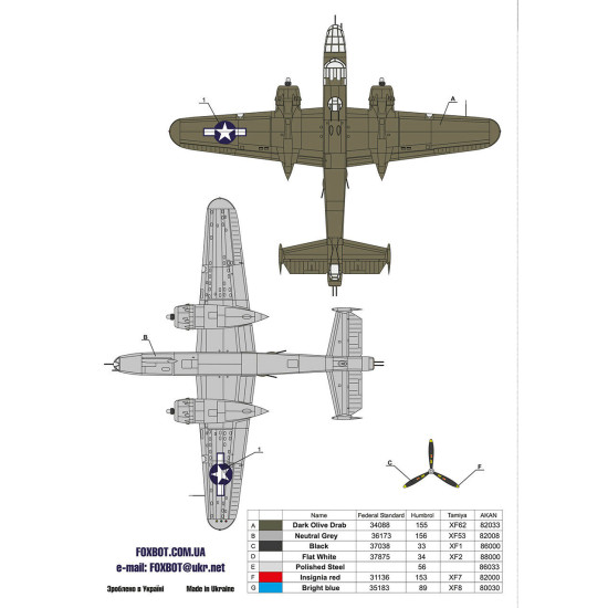 Decal for B-25G/J Mitchell Pin-Up Nose Art and stencils Part 8 1/72 Scale Foxbot 72-042 - Model Kit