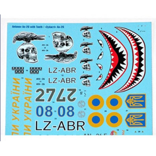 Foxbot 72-028 Antonov AN-26 Teeth plastic model scale kit 1:72 wet decal